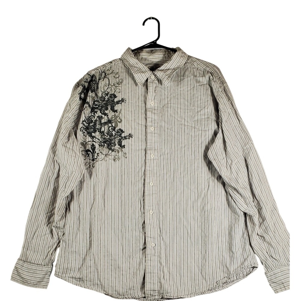 Machine men's striped graphic button‎ down shirt XL